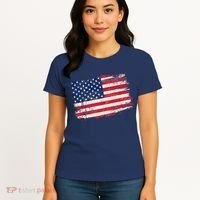 Distressed American US Flag Women's T-Shirt thumb 4