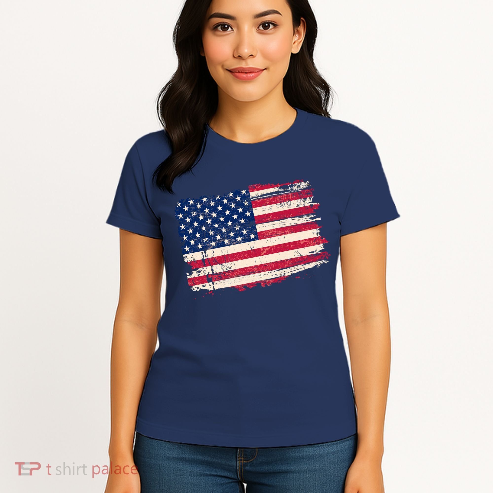 Distressed American US Flag Women's T-Shirt