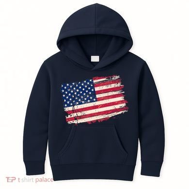 Distressed American US Flag Kids Hoodie