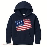 Distressed American US Flag Kids Hoodie thumb 0