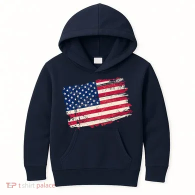 Distressed American US Flag Kids Hoodie