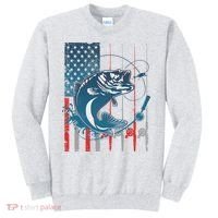 Distressed American USA Flag Bass Fishing Sweatshirt thumb 0