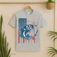 Distressed American USA Flag Bass Fishing T-Shirt thumb 2