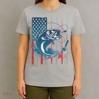 Distressed American USA Flag Bass Fishing T-Shirt thumb 4