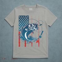 Distressed American USA Flag Bass Fishing T-Shirt thumb 5