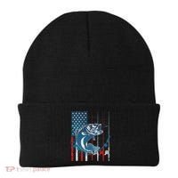 Distressed American USA Flag Bass Fishing Beanie thumb 0