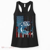 Distressed American USA Flag Bass Fishing Women's Tank Top thumb 0