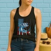 Distressed American USA Flag Bass Fishing Women's Tank Top thumb 2