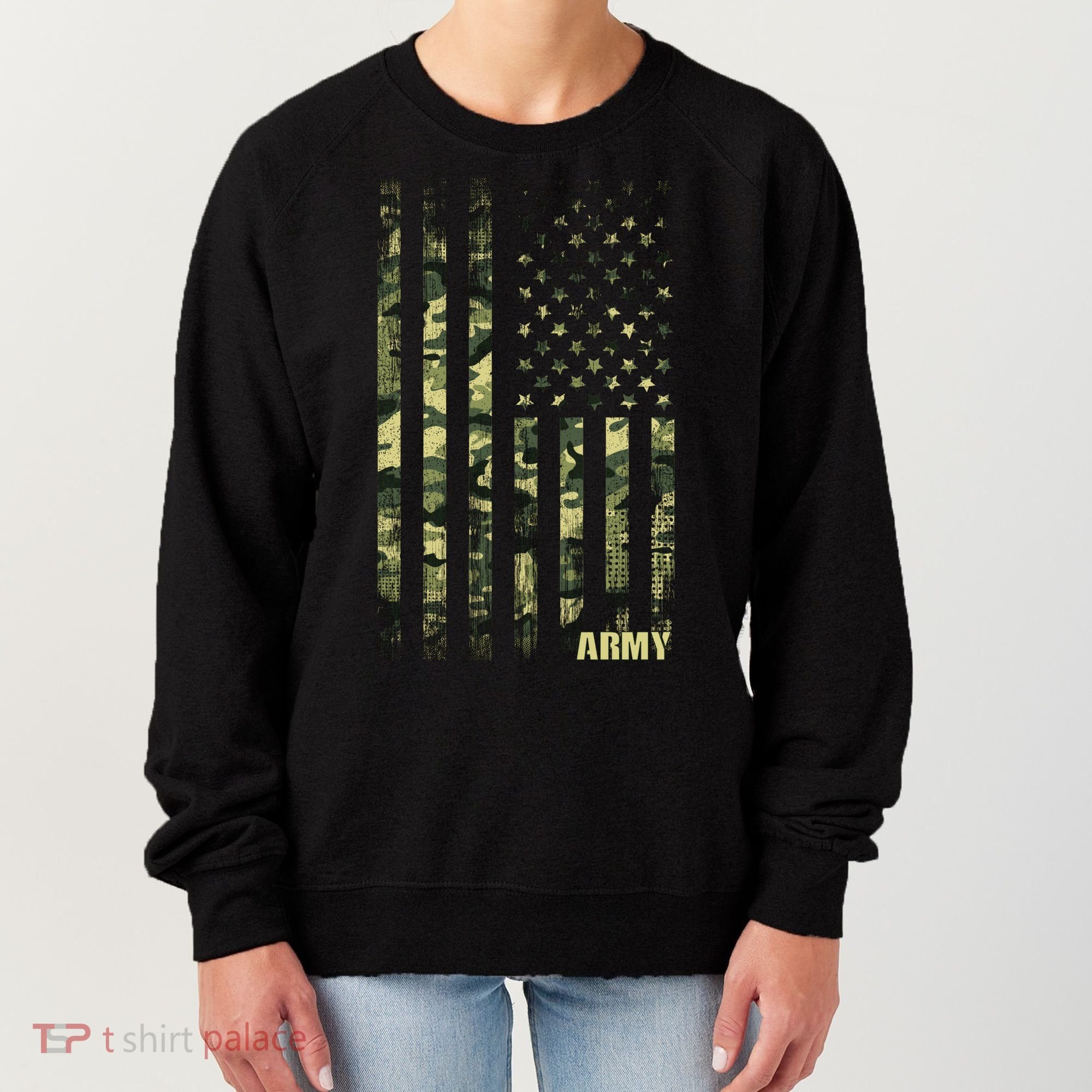Distressed Army USA Flag Women's Sweatshirt