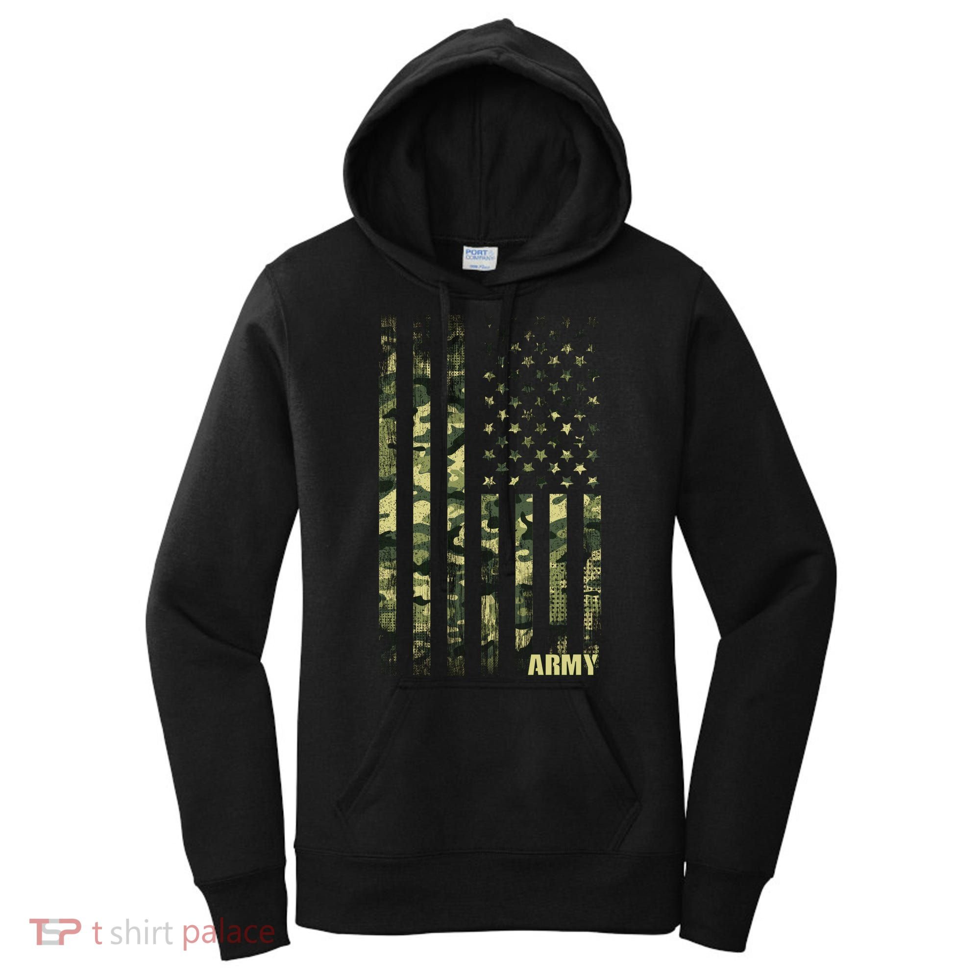 Distressed Army USA Flag Women's Hoodie