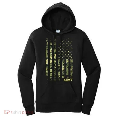 Distressed Army USA Flag Women's Hoodie