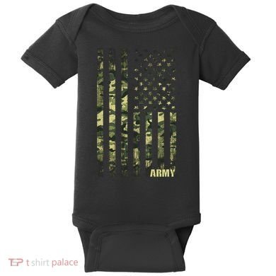 Distressed Army USA Flag Baby Bodysuit