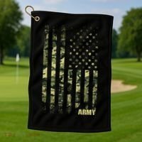 Distressed Army USA Flag Golf Towel thumb 1