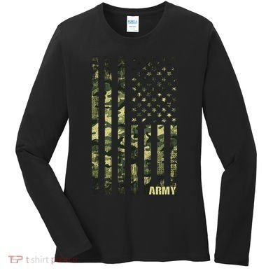 Distressed Army USA Flag Women's Long Sleeve Shirt