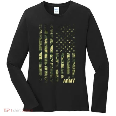 Distressed Army USA Flag Women's Long Sleeve Shirt