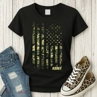 Distressed Army USA Flag Women's T-Shirt thumb 3