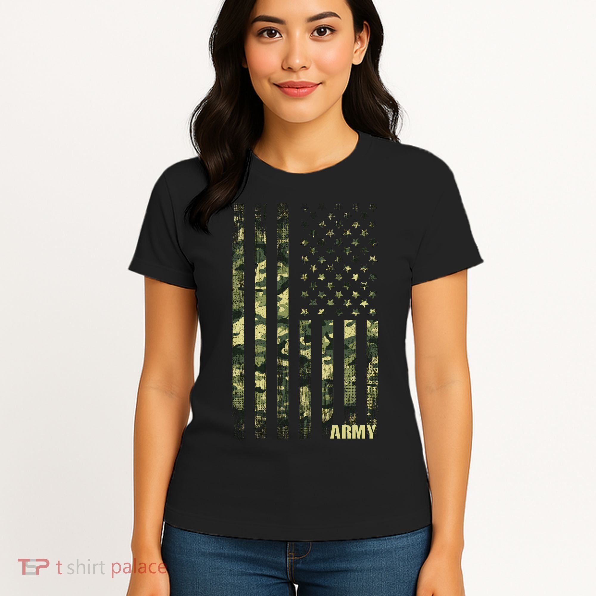 Distressed Army USA Flag Women's T-Shirt