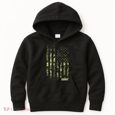 Distressed Army USA Flag Kids Hoodie