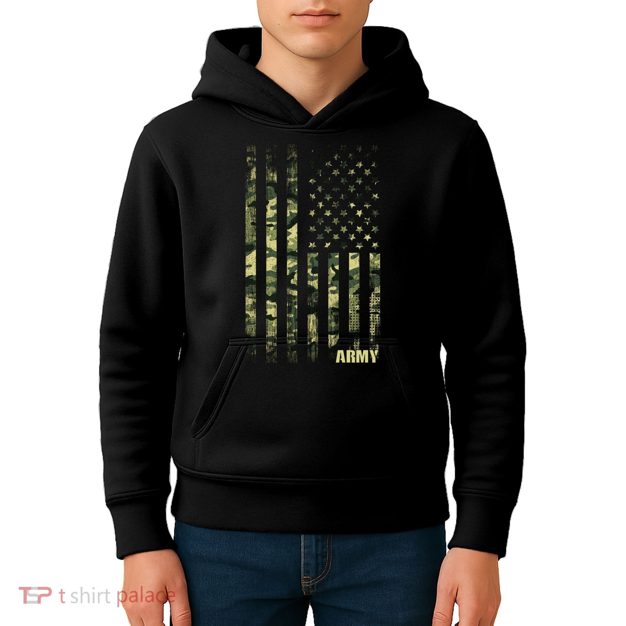 Distressed Army USA Flag Kids Hoodie
