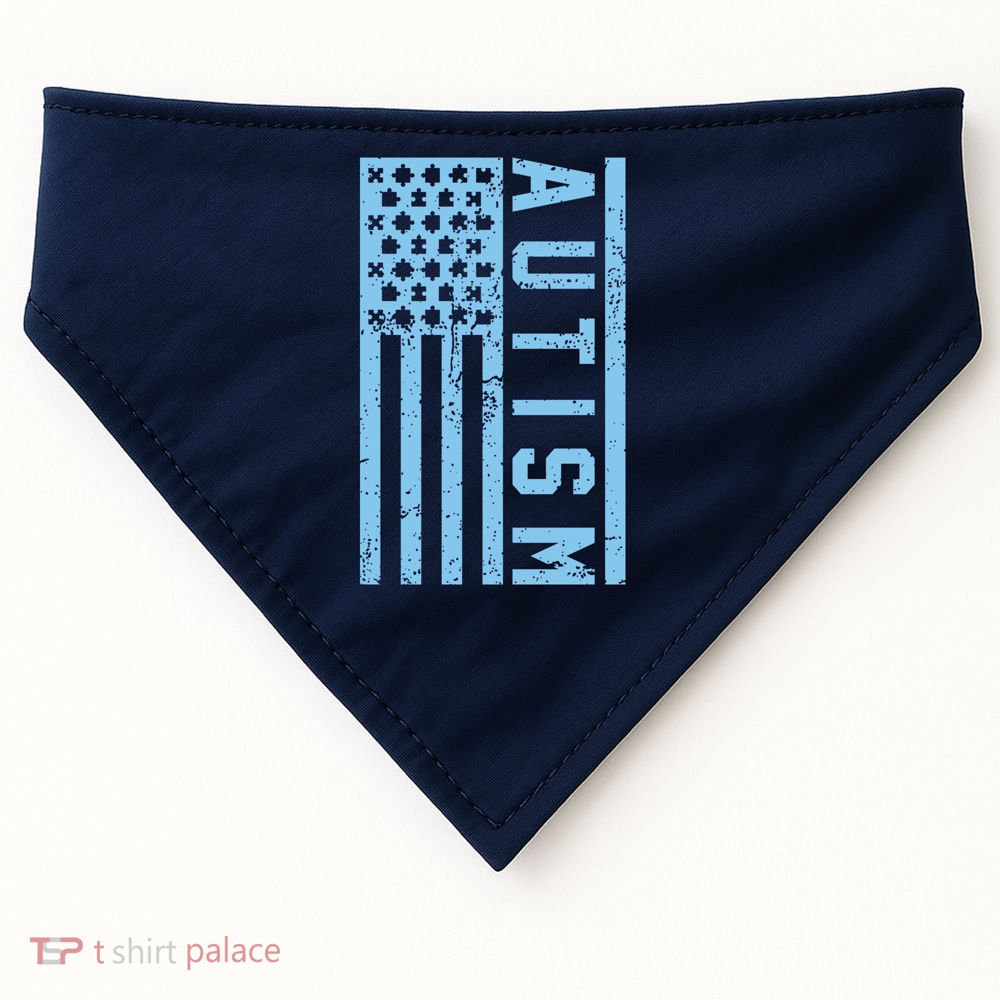 Distressed Autism Flag USA-Made Doggie Bandana
