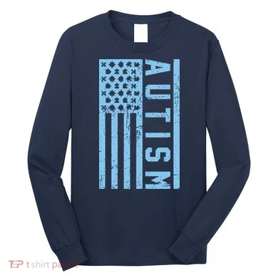 Distressed Autism Flag Long Sleeve Shirt