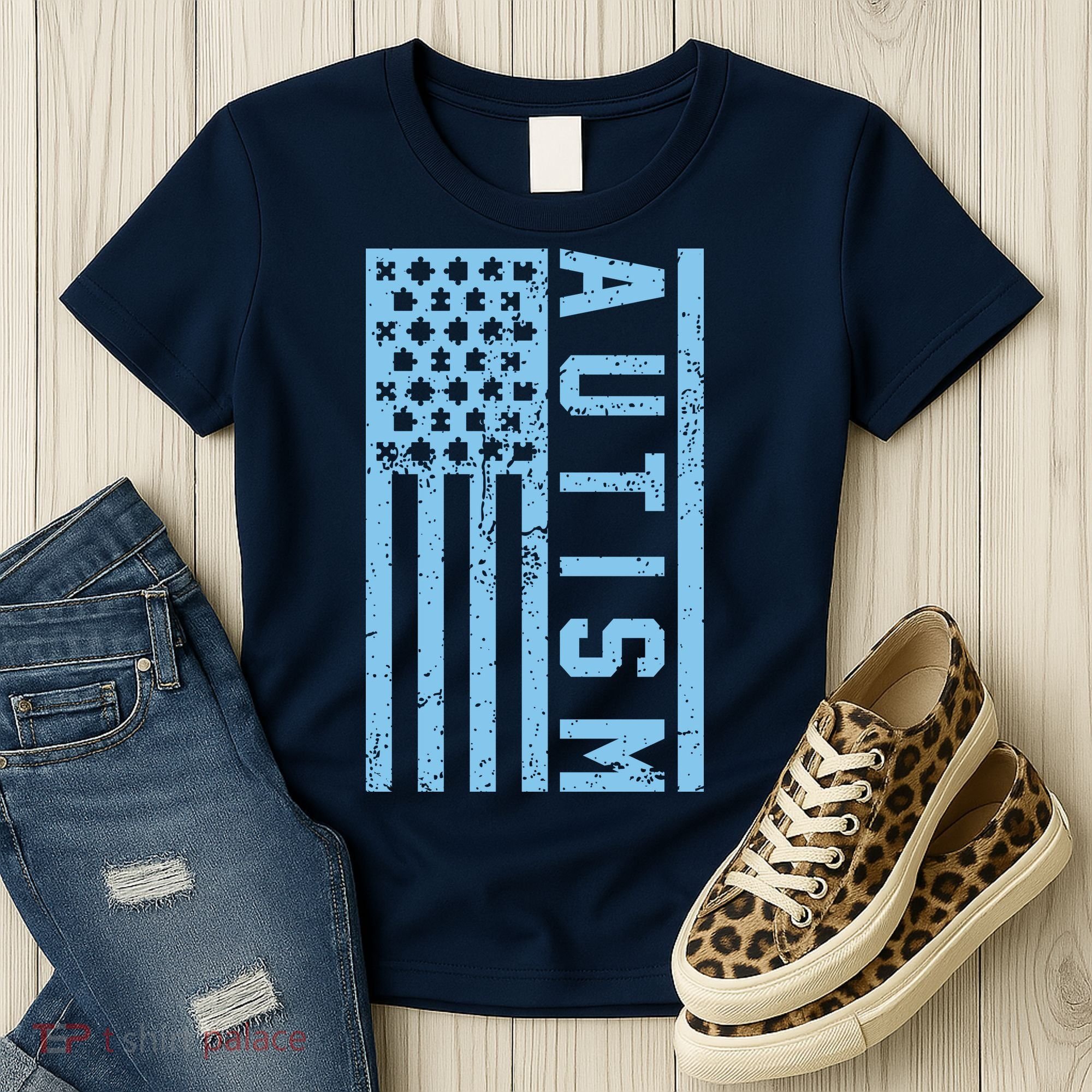 Distressed Autism Flag Women's T-Shirt