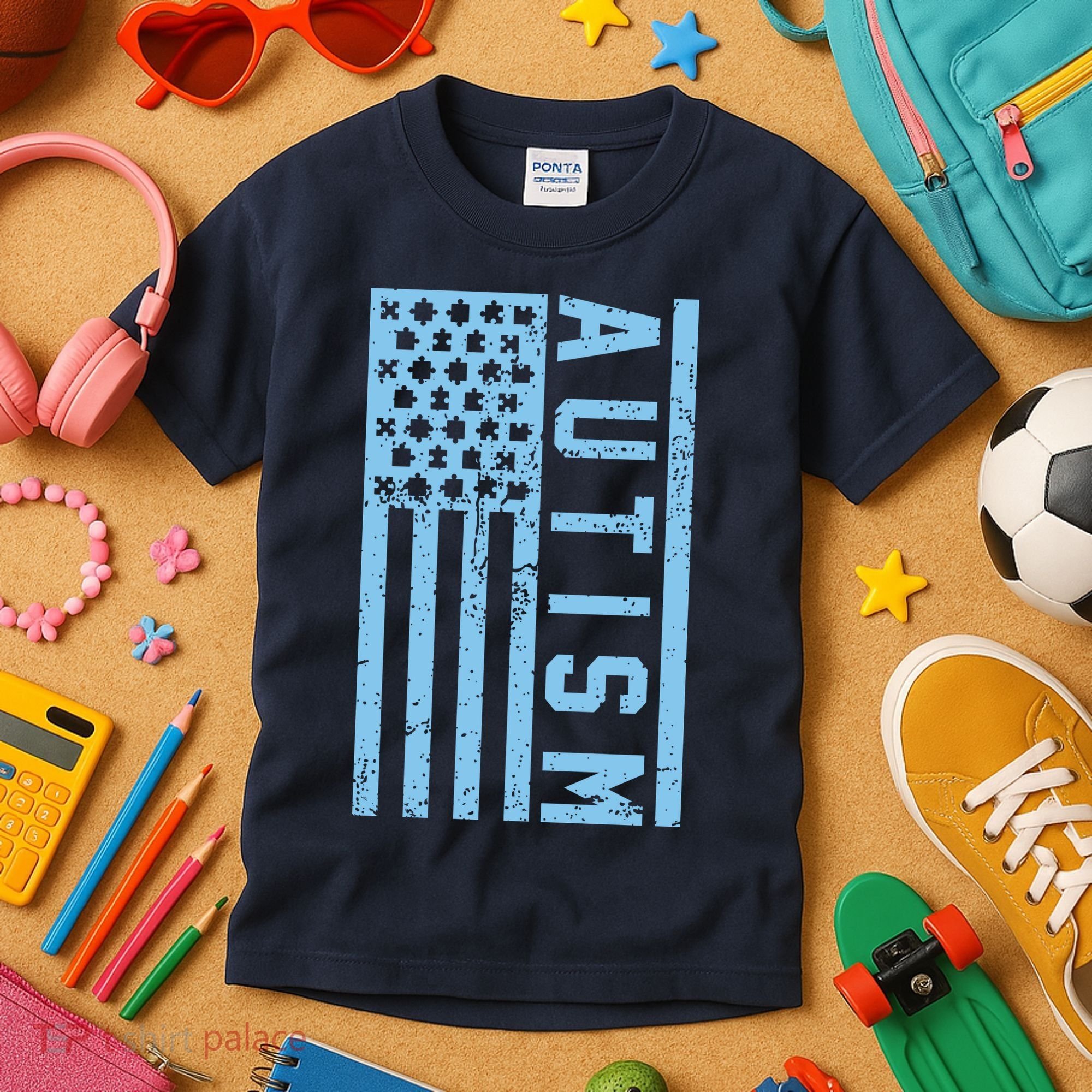 Distressed Autism Flag Kids T-Shirt