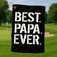 Distressed Best Papa Ever Father's Day Golf Towel thumb 1