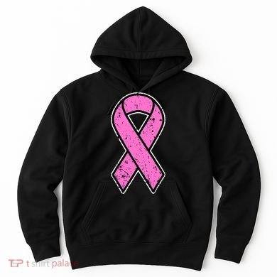 Distressed Breast Cancer Awareness Pink Ribbon Hoodie