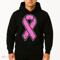 Distressed Breast Cancer Awareness Pink Ribbon Hoodie thumb 2
