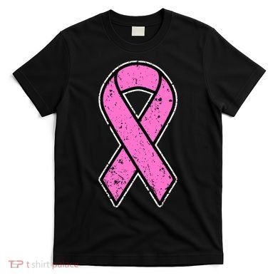 Distressed Breast Cancer Awareness Pink Ribbon T-Shirt