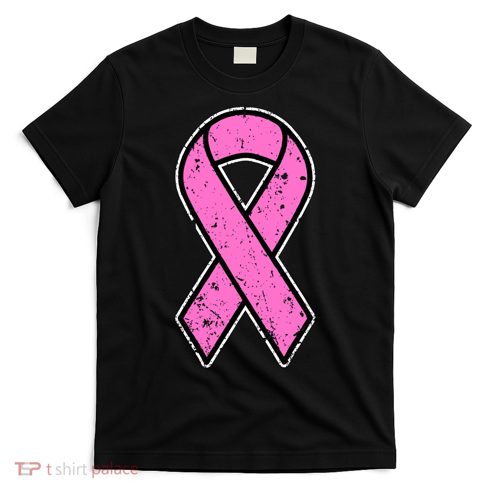 Distressed Breast Cancer Awareness Pink Ribbon T-Shirt
