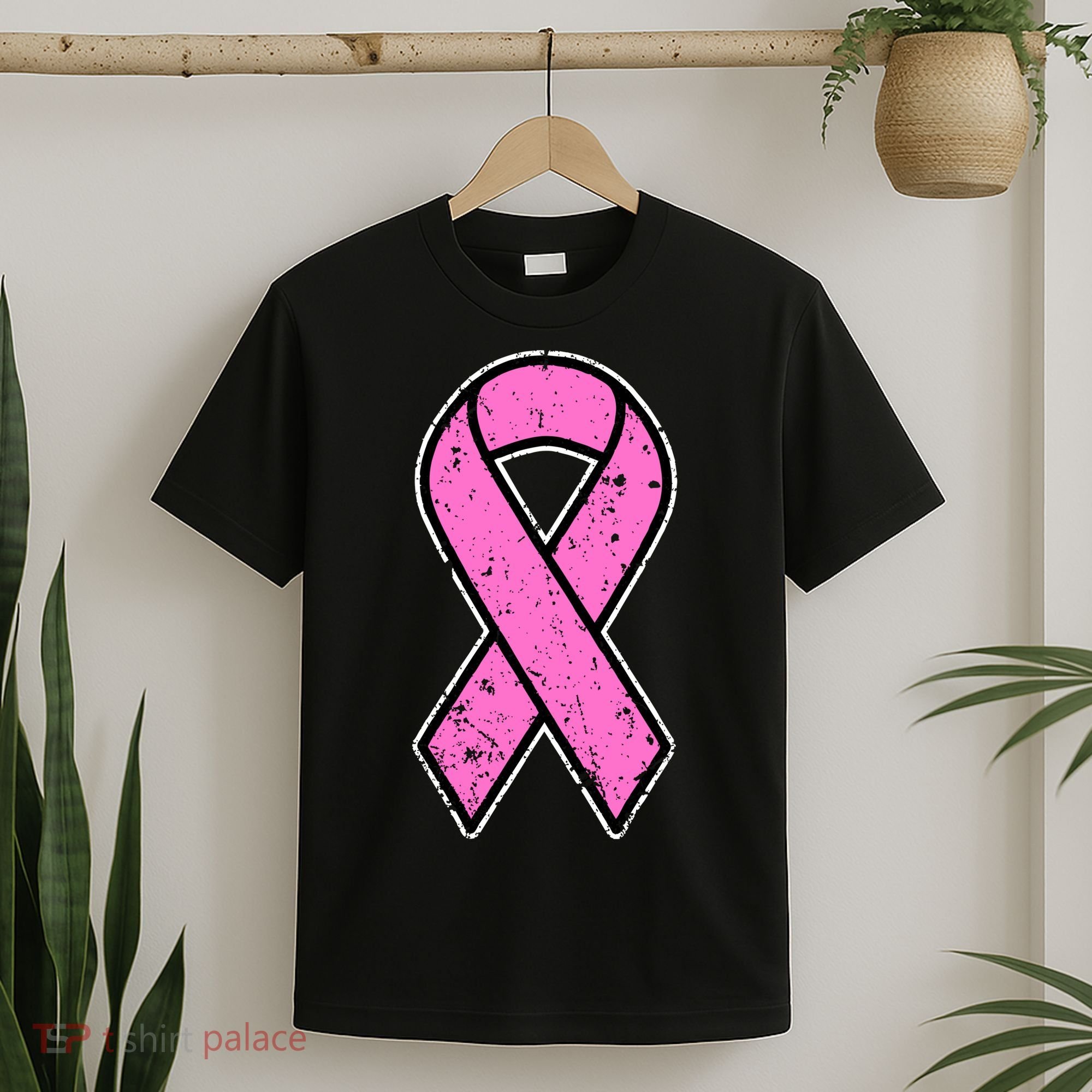 Distressed Breast Cancer Awareness Pink Ribbon T-Shirt