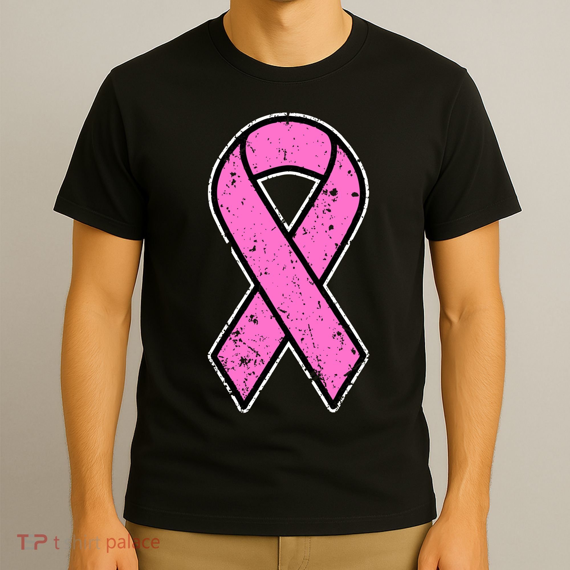 Distressed Breast Cancer Awareness Pink Ribbon T-Shirt
