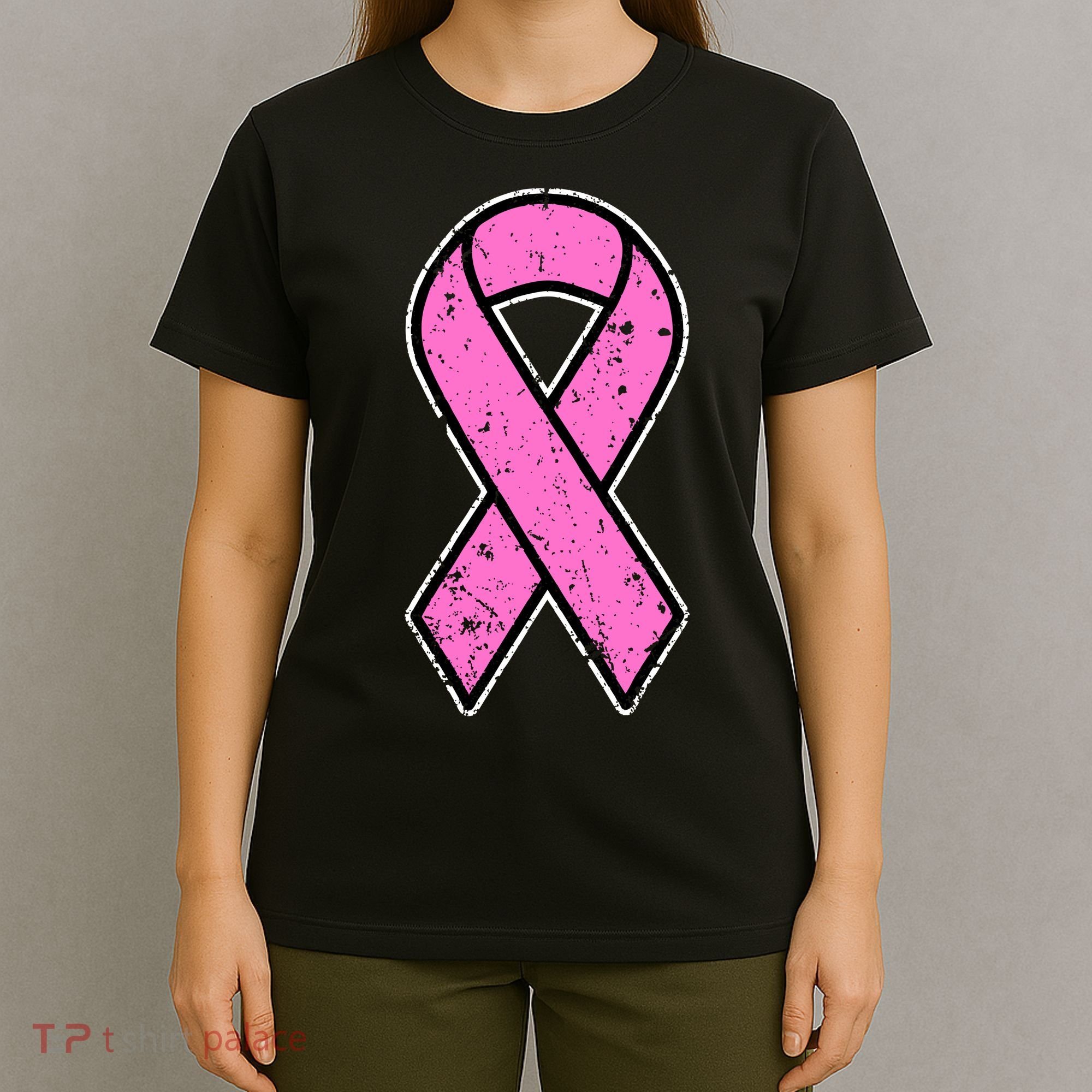 Distressed Breast Cancer Awareness Pink Ribbon T-Shirt