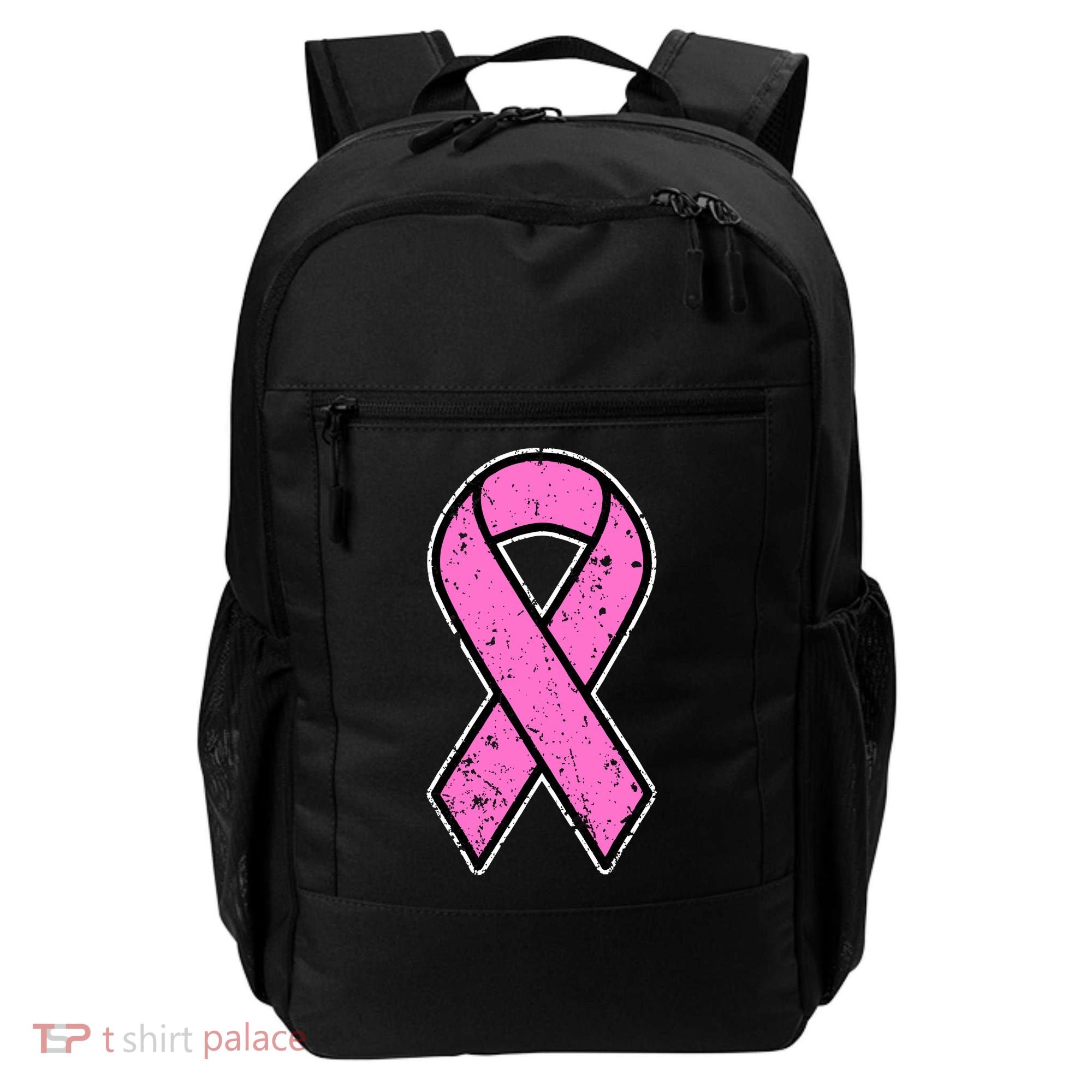 Distressed Breast Cancer Awareness Pink Ribbon Backpack