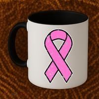 Distressed Breast Cancer Awareness Pink Ribbon Coffee Mug thumb 2