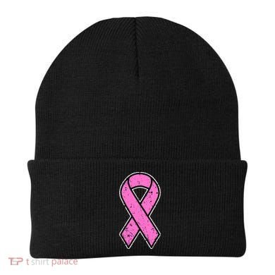 Distressed Breast Cancer Awareness Pink Ribbon Beanie