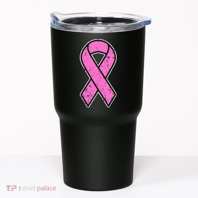 Distressed Breast Cancer Awareness Pink Ribbon Tumbler