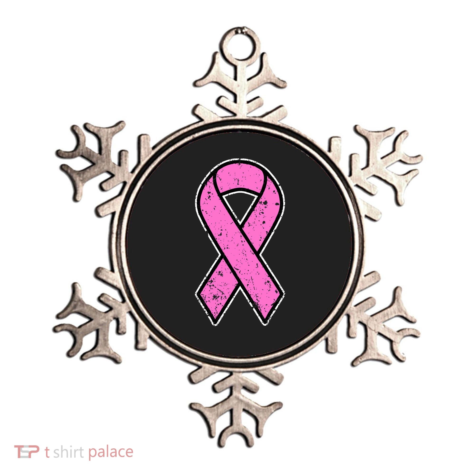 Distressed Breast Cancer Awareness Pink Ribbon Ornament