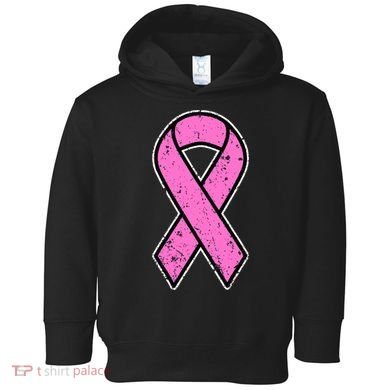 Distressed Breast Cancer Awareness Pink Ribbon Toddler Hoodie