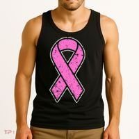 Distressed Breast Cancer Awareness Pink Ribbon Tank Top thumb 3