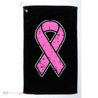 Distressed Breast Cancer Awareness Pink Ribbon Golf Towel thumb 0