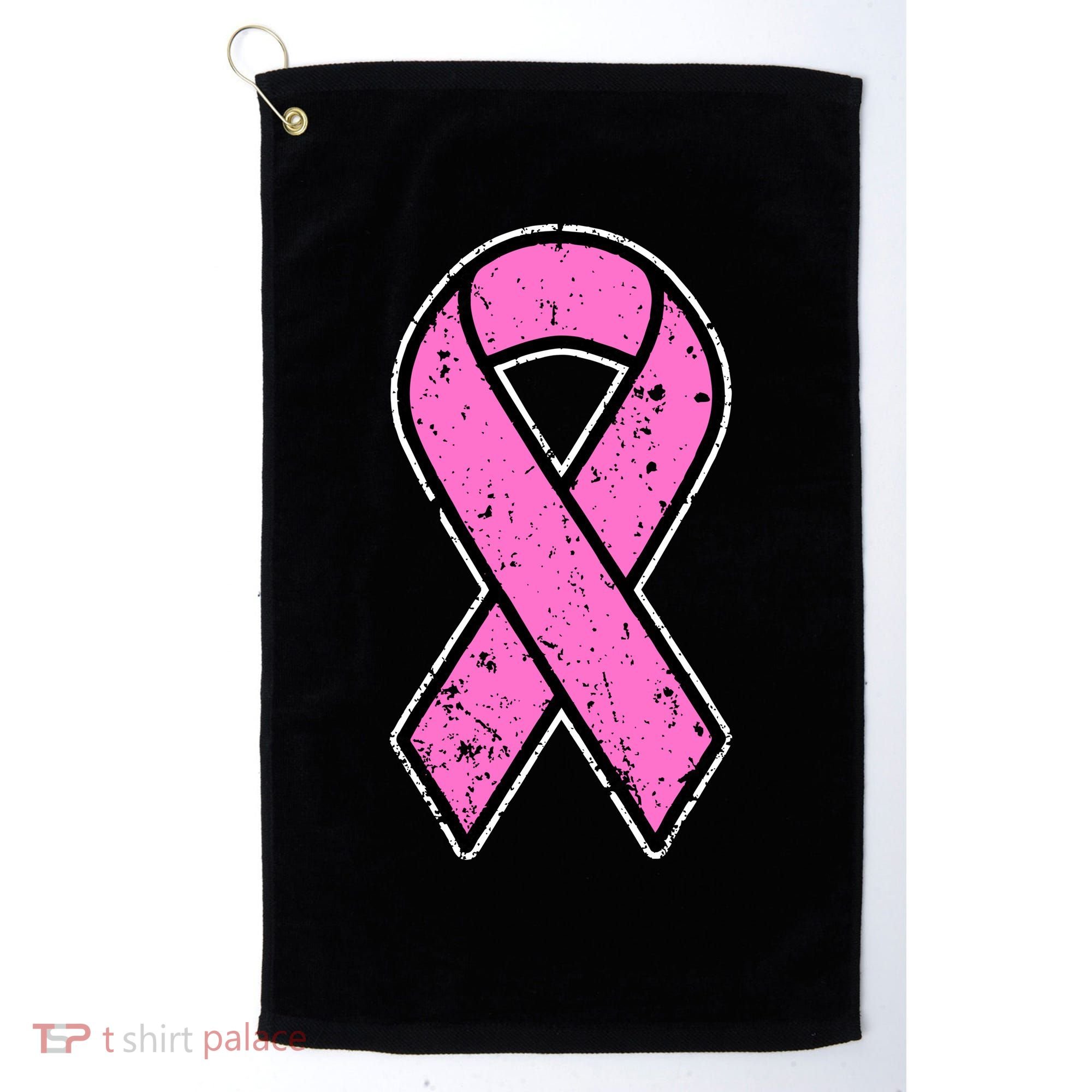 Distressed Breast Cancer Awareness Pink Ribbon Golf Towel