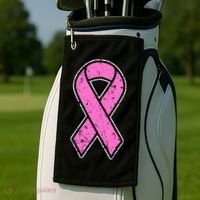 Distressed Breast Cancer Awareness Pink Ribbon Golf Towel thumb 2
