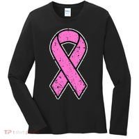 Distressed Breast Cancer Awareness Pink Ribbon Women's Long Sleeve Shirt thumb 0