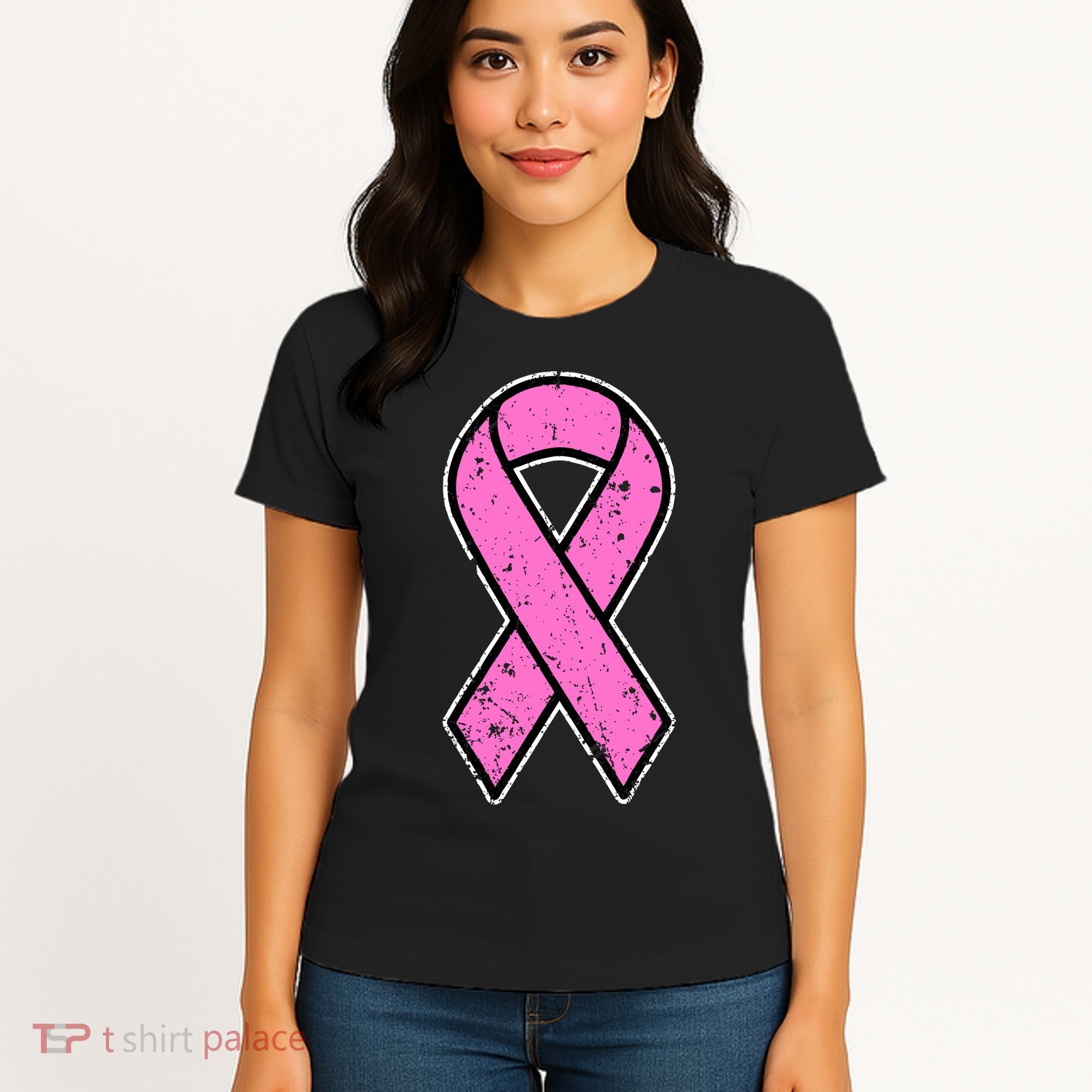 Distressed Breast Cancer Awareness Pink Ribbon Women's T-Shirt