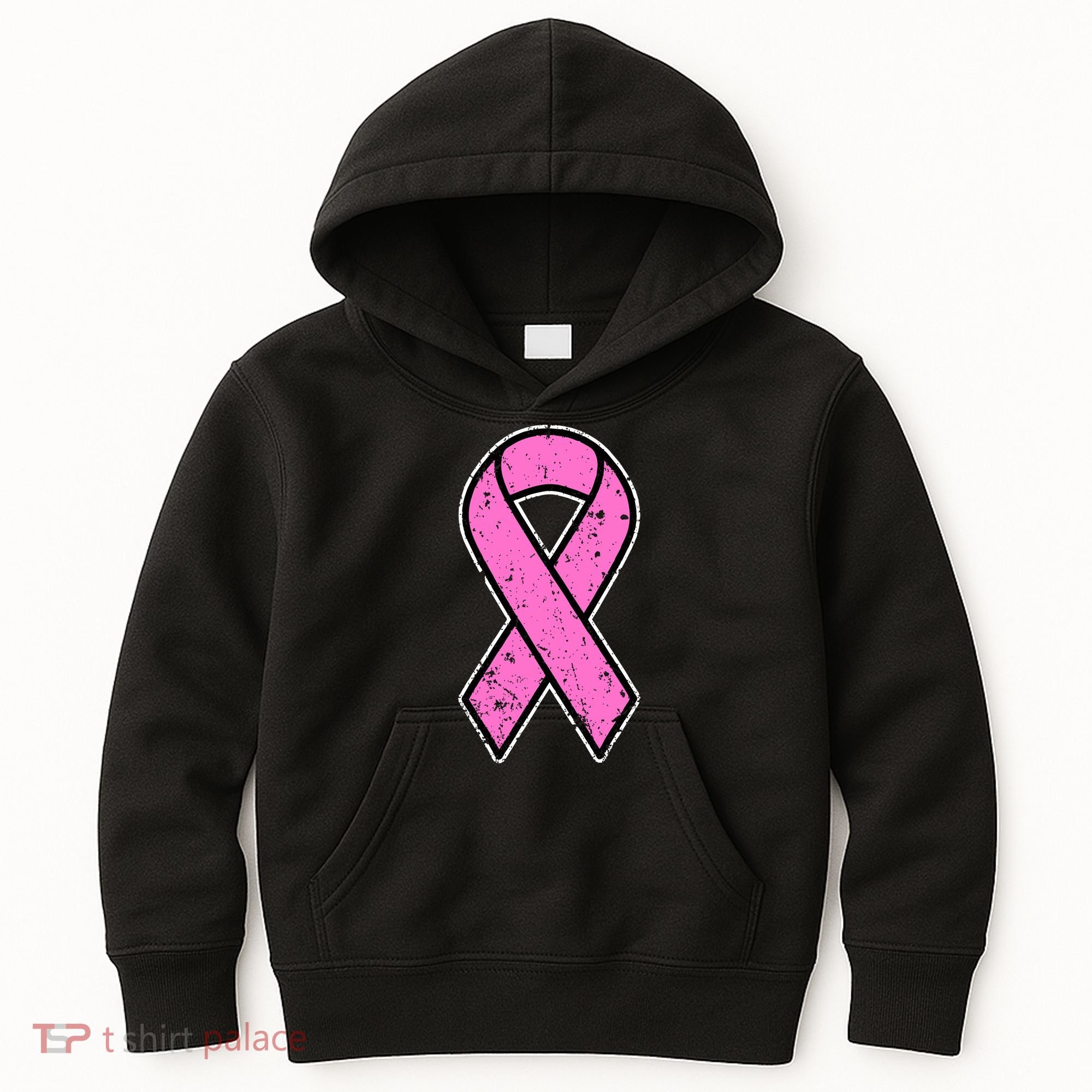 Distressed Breast Cancer Awareness Pink Ribbon Kids Hoodie