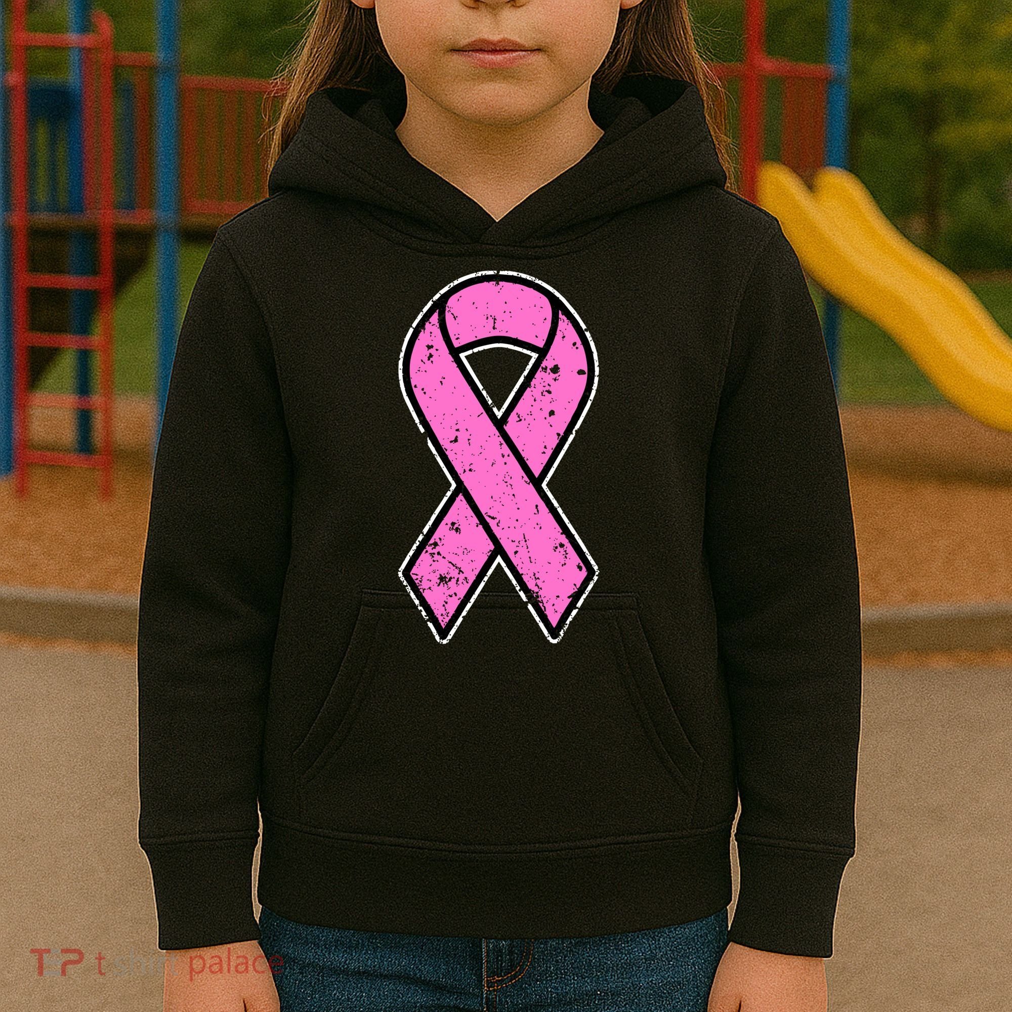 Distressed Breast Cancer Awareness Pink Ribbon Kids Hoodie
