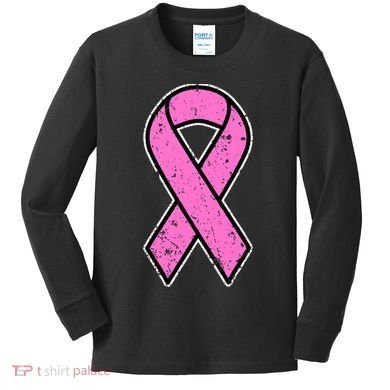 Distressed Breast Cancer Awareness Pink Ribbon Kids Long Sleeve Shirt